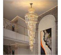 ZBZFGE Stair Long Chandelier Duplex Building Rotating Hotel Lobby Project Villa Living Room Hollow Light Luxury Crystal Lamp, Home L,Hanging Light(Warm White,Dia80x H260cm)