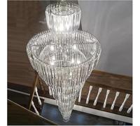 ZBZFGE Stair Long Chandelier Duplex Building Rotating Hotel Lobby Project Villa Living Room Hollow Light Luxury Crystal Lamp, Home L,Hanging Light(Cold White,Dia45x H150cm)