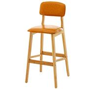ZBZFGE Stool, Faux Leather Barstool Counter Height Chairs Wood Leg Footrest, Upholstered Tall Stools for Breakfast, Kitchen, Home and Bar (Orange-1ps,61cm/24in)