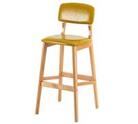 ZBZFGE Stool, Faux Leather Barstool Counter Height Chairs Wood Leg Footrest, Upholstered Tall Stools for Breakfast, Kitchen, Home and Bar (Ginger Yellow-1ps,71cm/28in)