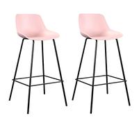 ZBZFGE Stool Industrial Farmhouse Barstool with PP Seat, Cafe Pub Kitchen Counter Dining Room Breakfast Bar Chair (Pink-2ps)