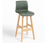 ZBZFGE Stools, 24/28 Inches Stool Back, Faux Leather Barstool with Wood Legs Footrest, Chair for Breakfast Bar, Counter, Kitchen and Home (Green,62cm/24.4in)