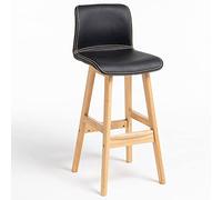 ZBZFGE Stools, 24/28 Inches Stool Back, Faux Leather Barstool with Wood Legs Footrest, Chair for Breakfast Bar, Counter, Kitchen and Home (Black,72cm/28.3in)