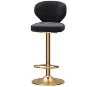 ZBZFGE Stools, Adjustable Height Barstools Velvet Cushion, ° Swivel Barstool with Back Footrest, Classical Bar Chairs for Kitchen and Pub (Black-1ps)