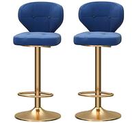 ZBZFGE Stools, Adjustable Height Barstools Velvet Cushion, ° Swivel Barstool with Back Footrest, Classical Bar Chairs for Kitchen and Pub (Blue-2ps)