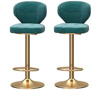 ZBZFGE Stools, Adjustable Height Barstools Velvet Cushion, ° Swivel Barstool with Back Footrest, Classical Bar Chairs for Kitchen and Pub (Green-2ps)