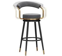 ZBZFGE Stools, Counter Height Stool with Degree Swivel Seat Top and Footrest, Soft Velvet Bar Chairs for Pub Coffee Home Dinning Kitchen Island (Gray-1ps,75cm/29.6in)