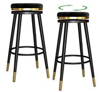 ZBZFGE Stools, Counter Height Stool with Degree Swivel Seat Top and Footrest, Soft Velvet Bar Chairs for Pub Coffee Home Dinning Kitchen Island (Black-2ps,65cm/25.6in)