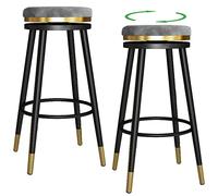 ZBZFGE Stools, Counter Height Stool with Degree Swivel Seat Top and Footrest, Soft Velvet Bar Chairs for Pub Coffee Home Dinning Kitchen Island (Gray-2ps,65cm/25.6in)