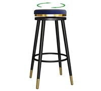 ZBZFGE Stools, Counter Height Stool with Degree Swivel Seat Top and Footrest, Soft Velvet Bar Chairs for Pub Coffee Home Dinning Kitchen Island (Blue-1ps,65cm/25.6in)