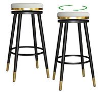ZBZFGE Stools, Counter Height Stool with Degree Swivel Seat Top and Footrest, Soft Velvet Bar Chairs for Pub Coffee Home Dinning Kitchen Island (White-2ps,65cm/25.6in)