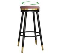 ZBZFGE Stools, Counter Height Stool with Degree Swivel Seat Top and Footrest, Soft Velvet Bar Chairs for Pub Coffee Home Dinning Kitchen Island (Pink-1ps,65cm/25.6in)