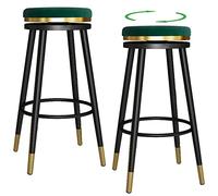 ZBZFGE Stools, Counter Height Stool with Degree Swivel Seat Top and Footrest, Soft Velvet Bar Chairs for Pub Coffee Home Dinning Kitchen Island (Green-2ps,65cm/25.6in)