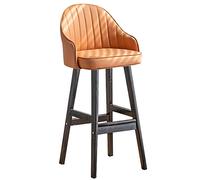 ZBZFGE Stools, Counter Height Stool with Wood Legs and Footrest, Bar Chairs for Kitchen Island Pub Living Room, Upholstered Seat (Orange-1ps,64cm/25in)