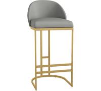 ZBZFGE Stools PU Leather Bar Height Stool Chairs with Low Back and Footrest for Pub Coffee Home Dinning Kitchen Island (330lbs Capacity) (Grey-1ps,75cm)