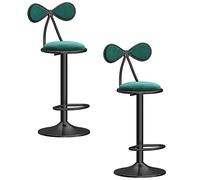 ZBZFGE Stools Set of 2, Adjustable Height Swivel Bar Chairs with Bow Back, Tall Stool fit Counter Island from to 80cm (Green)