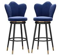 ZBZFGE Stools Set of 2, Breakfast Swivel Barstool Counter Height Chairs Kitchens Island Iron Bar Stool, Comfortable Footrest, Support 330LBS (Blue,29.6in/75cm)