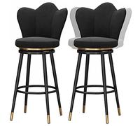 ZBZFGE Stools Set of 2, Breakfast Swivel Barstool Counter Height Chairs Kitchens Island Iron Bar Stool, Comfortable Footrest, Support 330LBS (Black,25.6in/65cm)