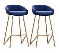 ZBZFGE Stools, Velvet Counter Height Stool, Dining Room with Soft Backrest and Metal Legs, Easy to Assemble, Kitchen Counter/Dining Room/Home Bar Chairs (Dark Blue-2ps,75cm/30in)