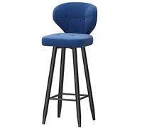 ZBZFGE Stools, Velvet Counter Height Stool, Dining Room with Soft Backrest and Metal Legs, Easy to Assemble, Kitchen Counter/Dining Room/Home Bar Chairs (Dark Blue-1ps,75cm/30in)