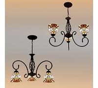 ZBZFGE -Style Baroque-Style Chandeliers, Stained Glass CeilPendant Light Fixtures Bedroom Kitchen Hallway, MAX40W,C (3 Lights)
