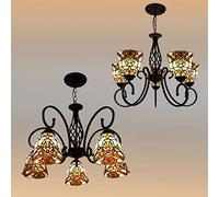 ZBZFGE -Style Baroque-Style Chandeliers, Stained Glass CeilPendant Light Fixtures Bedroom Kitchen Hallway, MAX40W,C (5 Lights)