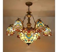 ZBZFGE -Style Baroque-Style Chandeliers, Stained Glass CeilPendant Light Fixtures Bedroom Kitchen Hallway, MAX40W,C (A)
