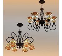 ZBZFGE -Style Baroque-Style Chandeliers, Stained Glass CeilPendant Light Fixtures Bedroom Kitchen Hallway, MAX40W,C (6 Lights)