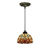 ZBZFGE -Style Baroque-Style Pendant Light Fixture, 8 Inch Stained Glass Chandelier for DinRoom, Adjustable Height Vintage HangLamp for Farmhouse Kitchen Island Decor,3 Light Round (1 Light)