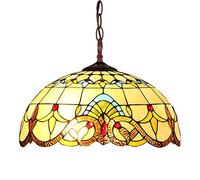 ZBZFGE Style Baroque, Vintage Yellow Stained Glass Pendant Hanging Lamp, Height Adjustable Ceiling Light for Living Room Bedroom Dining Decor,46cm,46cm