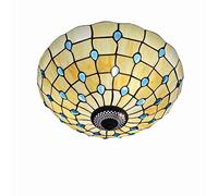 ZBZFGE Style Ceiling Light Flush Mount, Stained Glass Lamp for Living Room Bedroom Dinning Kitchen Island Hallway,24 Inch