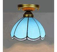 ZBZFGE -Style CeilLight Flush Mount, 8 Inch Blue Stained Glass CeilLamp, Small Chandeliers for Bedroom Bathroom Hallway Kitchen