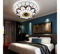 ZBZFGE -Style CeilLight Flush Mount, Multi-Color Stained Glass Shade CeilLamp, Vintage Decor Chandeliers for Bedroom Bathroom Hallway Kitchen,White,30cm (White 30cm)