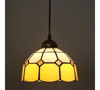 ZBZFGE -Style Chandeliers,20Cm Vintage Stained Glass Pendant Light Fixtures Bedroom Hallway,Green (Yellow)