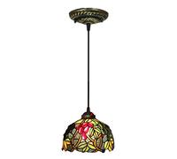ZBZFGE -Style Grape Pendant Light Fixture, 8 Inch Stained Glass Chandelier for, Adjustable Height Vintage HangLamp for Farmhouse Kitchen Island Decor (3 Light Rectangle) (1 Light)