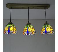 ZBZFGE Style Hanging Lights Orange Blue Dragonfly Lampshade Art Pendant Lamp Rustic Vintage Flush Mount Ceiling Light Dining Room Bedroom,E,E