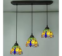 ZBZFGE Style Hanging Lights Orange Blue Dragonfly Lampshade Art Pendant Lamp Rustic Vintage Flush Mount Ceiling Light Dining Room Bedroom,E,C