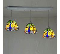 ZBZFGE Style Hanging Lights Orange Blue Dragonfly Lampshade Art Pendant Lamp Rustic Vintage Flush Mount Ceiling Light Dining Room Bedroom,E,F