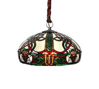 ZBZFGE Style, Inch Stained Glass Shade Ceiling Fixtures, 3 Light, Vintage Romantic Pendant Hanging Lamp for Bedroom Living Room Dining Room,A