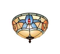 ZBZFGE Style Lamp 12 Inch Vintage Mediterranean Stained Glass Shade Flush Mount Ceiling Light for Bedroom,D2,16 Inches,D1-12 Inches