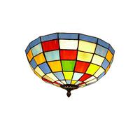 ZBZFGE Style Lamp 12 Inch Vintage Mediterranean Stained Glass Shade Flush Mount Ceiling Light for Bedroom,D2,16 Inches,A2-16 Inches