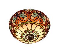 ZBZFGE Style Lamp 12 Inch Vintage Mediterranean Stained Glass Shade Flush Mount Ceiling Light for Bedroom,D2,16 Inches,C1-12 Inches