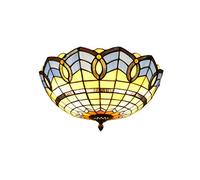 ZBZFGE Style Lamp 12 Inch Vintage Mediterranean Stained Glass Shade Flush Mount Ceiling Light for Bedroom,D2,16 Inches,B1-12 Inches