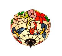 ZBZFGE Style Lamp Pastoral Bird Stained Glass Lights Antique Hanging Light Pendent Ceiling Fixture, for Home Decor, 12 Inches