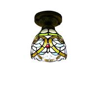 ZBZFGE Style Lamp Vintage Stained Glass Shade Flush Mount Ceiling Light for Dinner Living Room Bedroom,6 Inches