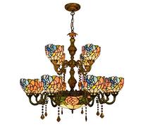 ZBZFGE -Style Large 2 Tiers CeilLamps Chandelier, Stained Glass Little Bird Crystal Many Arms Pendant Lights Fixtures, for, Hotel, Stairway