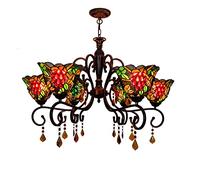 ZBZFGE -Style Large Chandeliers, Vintage Stained Glass Pendant HangLamp, Crystal CeilLight, Bedroom, Hotel, Bar, Loft, Coffee,Red Grapes,8 Light (Green Grapes 8 Light)