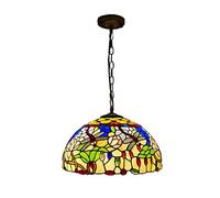 ZBZFGE Style Lights Pastoral Stained Glass Rose Butterfly Shade Pendant Lamp Fixture for Dining Room Gift,B,16 Inches,A-16 Inches