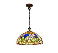 ZBZFGE Style Lights Pastoral Stained Glass Rose Butterfly Shade Pendant Lamp Fixture for Dining Room Gift,B,16 Inches,A-16 Inches