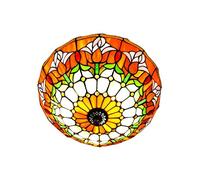 ZBZFGE Style Lights Vintage Pastoral Orange Tulip with Stained Glass Ceiling Fixture Lamp for Porch Bedroom,30cm,30cm